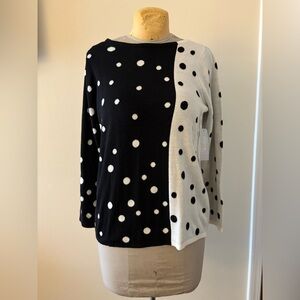 Chico's Black and White Polka Dot Long Sleeve Top